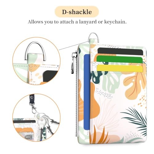 Image of Hancynir Boho Leaves Slim Wallet Women Credit Card Holder, RFID Small Cute