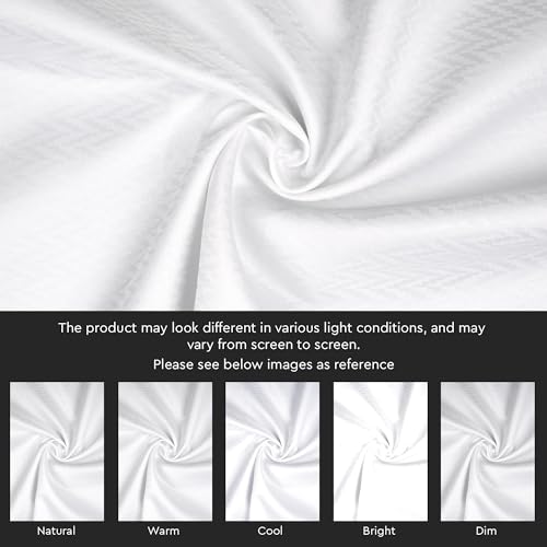 Image of Encasa XO Dining Table Cover Rectangular 142x183 cm | Waterproof Textured Polyester Dining Table Cloth | Machine Washable Tablecloth | ZZ White