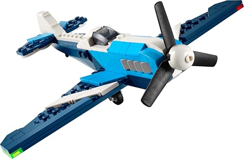 LEGO Creator 3-en-1 Aéronef : l’Avion de Course - Se transforme en Avion à réaction ou en hélicoptère - Jeu de Construction pour garçons et Filles Amateurs de véhicules - Idée Cadeau dès 7 Ans 31160