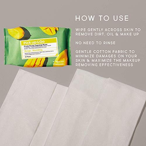 Pick Up & Go Fruity Facial Cleansing Wipes | Makeup Remover Wipes | 25Ct (8Pk) Nourishing (Mango) #TOP2