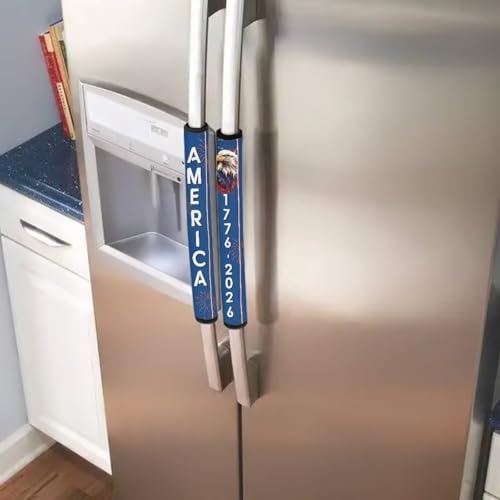 Image of 250 Years of America Refrigerator Door Handle Covers Set of 6 Electric Appliance Handle Covers Anti-Slip Fridge Gloves Heat Proof Microwave Novelty 4th of July Kitchen Decoration