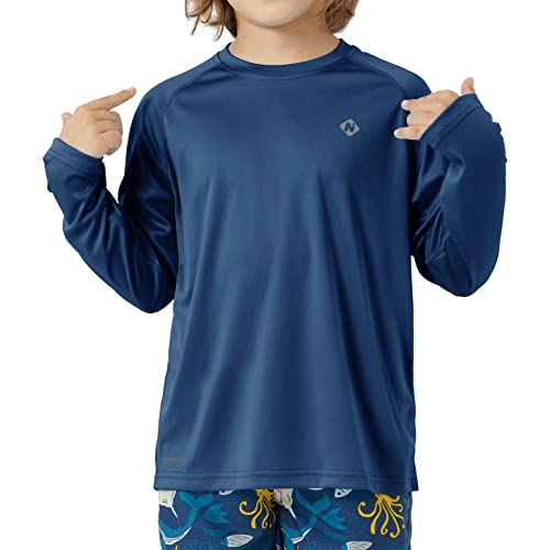 NAVISKIN Boy's UPF 50+ Long Sleeve Shirts Rash Guard Swim Shirts Youth Lightweight Quick Dry Hiking Shirts