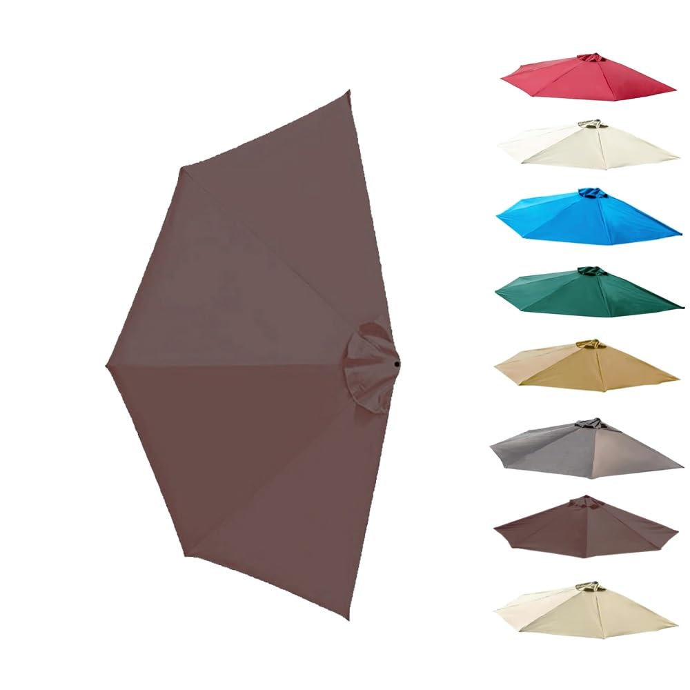 ksxnkhk 270cm Replacement Canopy for Half Parasol, 5 Ribs, Burgundy Terrace Parasol Awning Replacement Fabric (Coffee)