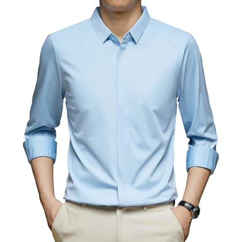 Camisa de manga larga de seda de hielo para oficina y cenas de verano en corte ajustado