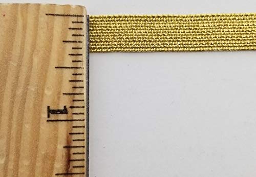 3/8" Metallic Stretch Elastic Military Braid Gimp Trim - 12 Yards - Made In Usa! (Gold) #TOP1