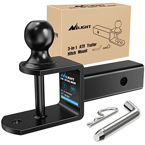 Image of Nilight 3 in 1 ATV UTV Multi Hitch Mount with 2 inch Ball Rated 2000 LBS Fits 2 Inch Receiver Winch Strap Loop Rated 5000 LBS