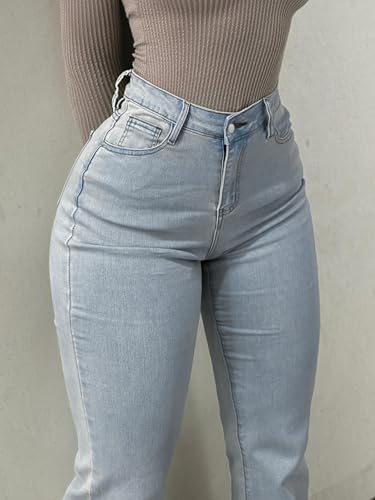 Women's Flare Bell Bottom Jeans High Waisted Wide Leg Bootcut Jeans Stretchy Denim Pants Y2k Streetwear Jeans Women3