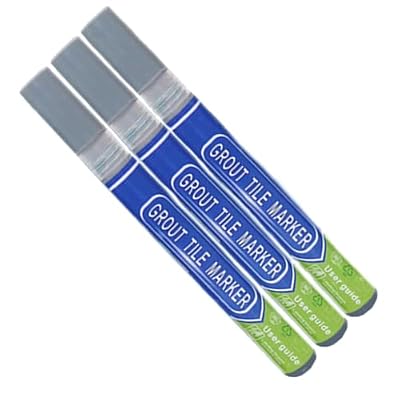 3Pcs Tile Grout Pen Repair Pen Set (3Pcs Light Grey) Waterproof Marker Grout Restorer Pen for Wall Floor Tile Lines -Narrow 2-5mm with Extra Tip (3 x 7ml)