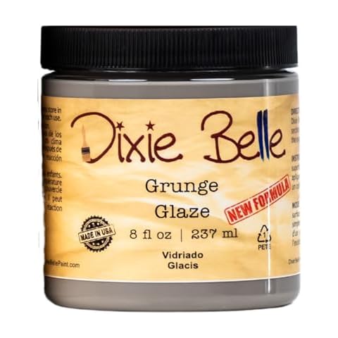 Dixie Belle Glaze | Grunge (8oz) | Water-Based Paint Glaze | Paint Finish for Stippling and Color Washing | DIY Home Décor Glaze Cover