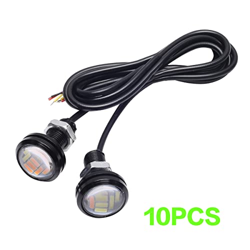 SEEU AGAIN 4014 Eagle Eye Lights Bulbs, (5 pair)12V Amber & White 12-SMD 23mm Eagle Eye Led Bulb for Daytime Running Reverse Tail Brake Turn Signal Tail Backup Lights Marker Lights DIY Wiring Lamps