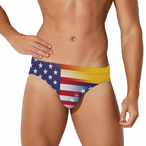 U.S. Venezuela Flag Men's Swim Briefs Sexy Bikini Swimsuit Beach Shorts Underwear Low Waist