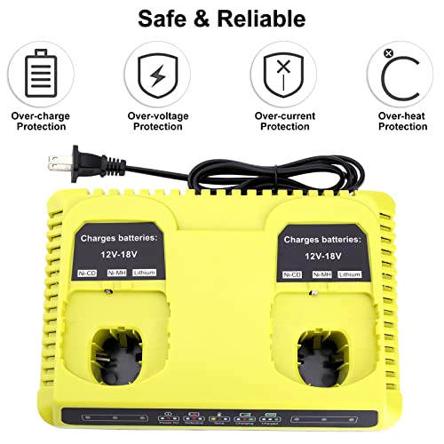 Gonocop P117 Fast Charger For Ryobi 18V Battery One+ Max Lithium P100 P102 P103 P105 P107 P108 P117 P118 12V-18V Li-Ion Nicd Nimh Battery thumb #2