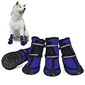 Dog Shoes for Large Dogs Winter Snow Dog Booties with Adjustable Straps Rugged Anti-Slip Sole Paw - Sports Running Hiking Pet Dog Boots Protectors Comfortable Fit for Medium Large Dog (M, Blue)