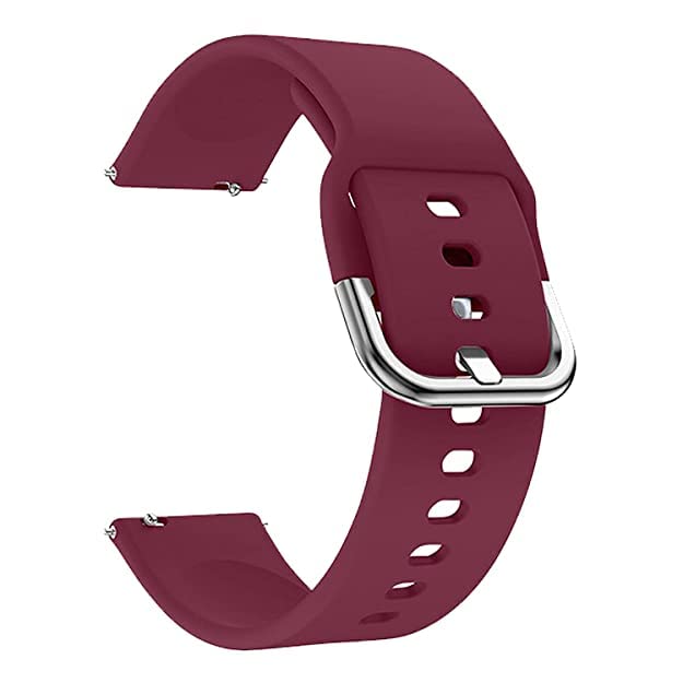 22mm Watch Strap with Stainless Steel Buckle Compatible with Samsung Galaxy Watch, S Pro,Realme S, Pro 4 Max, Ultra, Ultra 2, One Plus 22mm Smart Watch Strap (Pack of-1) (Wine)