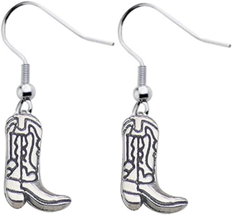 5 Pairs Punk Cowgirls Boot Western Earrings for Women Cowboy Hat Boho Dangle Drop Earrings Cool Rodeo Country Gift - Image 3