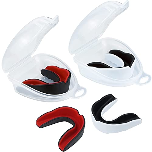 LKZL Mundschutz, Erwachsene und Jugendliche Gummischild mit Etui, Schmal Geschnittener Profi-Mundschutz für Fußball, Boxen, MMA, Rugby, Kampfsport, 4 Stück