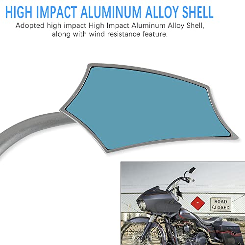 Image of DREAMIZER Motorcycle Mirrors for Handlebars - Universal 8MM 10MM Side Mirror for Street Glide Road King Street Dyna Bob Softail Sportster,Silver