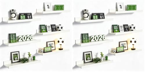 Image of upsimples Floating Shelves for Wall, Wall Shelves for Decor Storage Set of 6, Wall Mounted Wood Shelf for Bedroom, Living Room, Bathroom, Kitchen, Picture Ledge Shelf, White (Pack of 2)