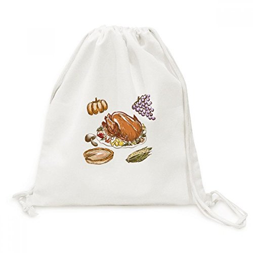 Sac à dos à cordon Turquie voyage en toile motif raisin Thanksgiving sac à dos léger