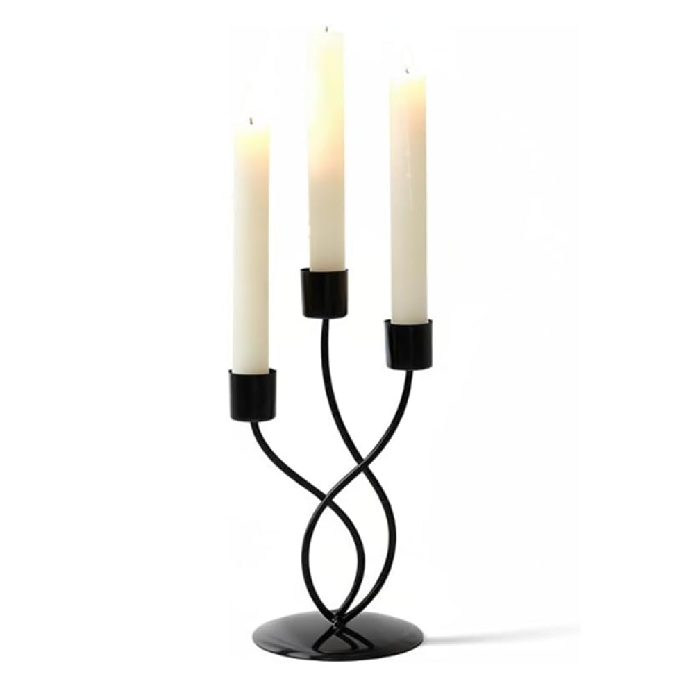CTRLZS Elegant Black Metal for Table Centerpiece-3-Arm Candelabra Candlestick Holder for Luxurious Decor