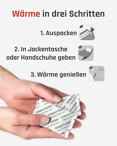 TerraTherm Handwärmer - luftaktiviert - 12h warme Hände - 5, 10 oder 30 Paar - Wärmepads Hand - 100% natürliche Wärme, 10 Paar