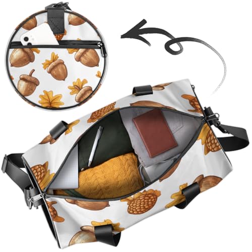 Pine Cone Round Barrel Sports Fitness Bag, Travel Luggage Bag, Reusable Handbag, Suitable For Men and Women4