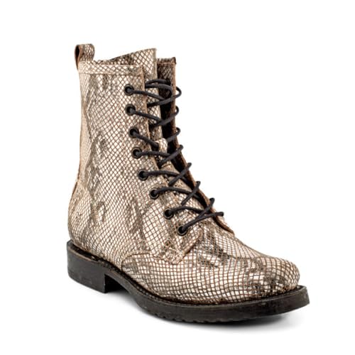 Image of Frye Veronica Women's Combat Boots Crafted from Hand-Burnished Vintage Italian Leather with Genuine Stitch-Down Welt Construction and Leather Lining - 6 inch Shaft Height