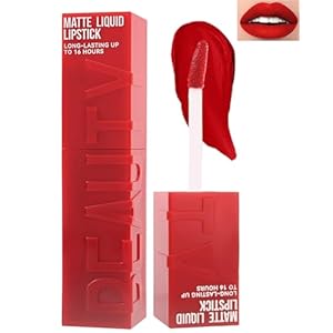 Matte Liquid Lipstick for Women,1Pcs Highly Pigmented Color Lip Stain Tint,Super Velvet Matte Lip Gloss,Up to 16H Wear Lipstain,Long Lasting Waterproof Lipgloss,Non-Stick Cup Lip Makeup-05# Ruby Red
