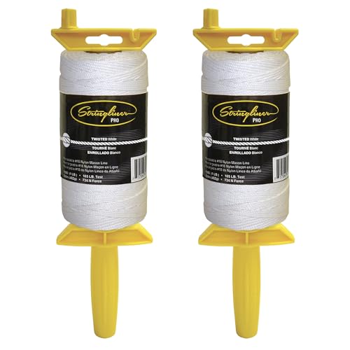 Stringliner 25703 Pro Mason’s Line Reels – 1 Lb. Stringliner® PRO TWISTED WHITE 1080'. (2 Pack)