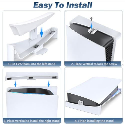 Image of 24x7 eMall Gaming Stand for Slim and Pro Consoles with Horizontal Standing Base, Screw-in Mount, Stable and Firm Grip