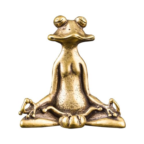 Brass Vintage Brass Sitting Zen Frog Statue Sculpture Incense Holder Desk Ornament