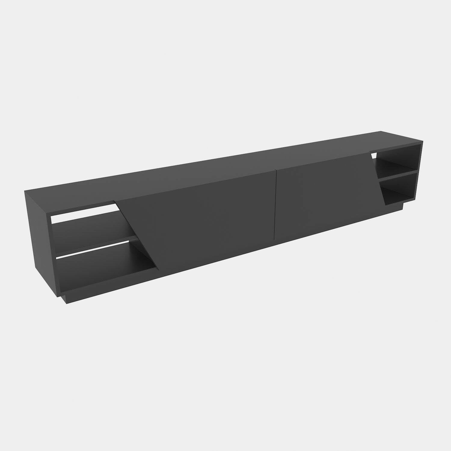 Dmora - Mobile porta TV Nyx, Credenza da soggiorno, Armadio basso per TV, Base parete attrezzata, 240x37h47 cm, Antracite