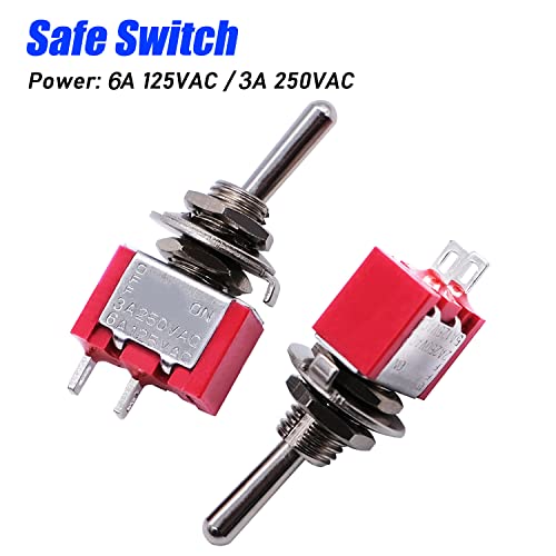 Mxuteuk 8Pcs Spst Mini Toggle Switch Miniature On/Off Switch 2 Terminal 2 Position 6A 125V 3A 250V For Diy Car Dash Dashboard Electronic Equipment Mts-101 #TOP5