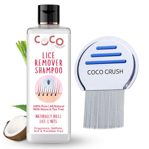 Image of Coco Crush Ayurvedic Lice Treatment Combo: Anti Lice Shampoo & Lice Treatment Comb|100% Natural Head Lice Removal|Safe For Kids|Neem & Tea Tree Extracts|Paraben & Sulphate Free (100Ml + Comb)