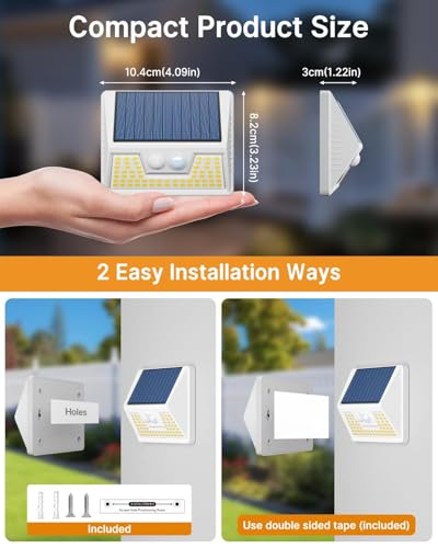 Vighep YHM03A 12 Pack Solar Lights Outdoor Motion Sensor, Waterproof Fence Lights With 3 Lighting Mode, Warm White Led Deck Lights For Outside Wall Yard Steps Stairs Garden thumb #5