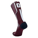 TCK Player ID Jersey Number Crew Socks Maroon White Singles (Small, #0 - Single Sock)