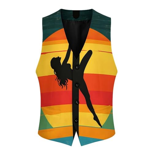 Vintage Pole Dancing Silhouette Men's Suit Vests Dress Vest V-Neck Waistcoat Slim Business Formal with Pocket4