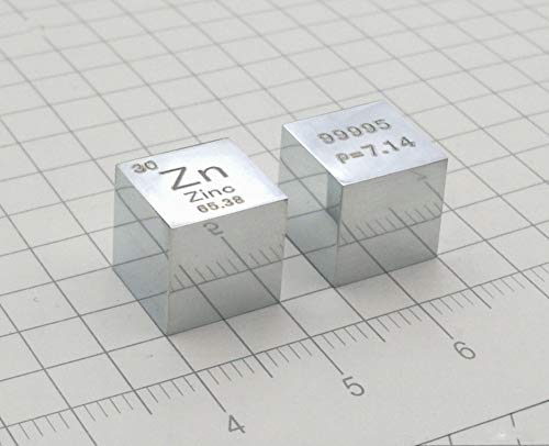 10 mm Cubo Metal Zinc 99,995% Alta Pureza Cubo Zinc Metal Tallado Elemento Periódico Tabla Cubo