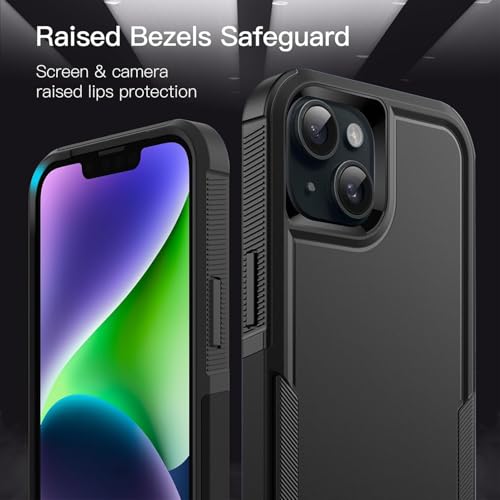 Image of KARWAN Shockproof Back Case Cover Compatible with iPhone 14 Plus, Heavy Duty Case with 360 Degree Camera Protection, Dual Layer Rugged Bumper Protection Cover with Matte Finish (Black)