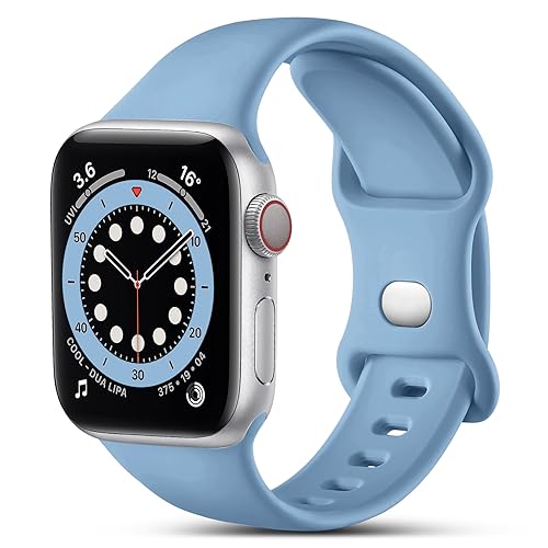 Image of CeMiKa Compatible with Apple Watch Strap 41mm 42mm 40mm 38mm, Silicone Sport Band Replacement Straps Compatible with Apple Watch Series 10 9 8 7 6 5 4 3 2 1 SE/iwatch Strap, Women Men, Ocean Blue