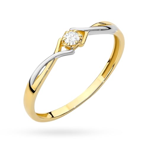 MARKO Eleganter 8 Karat (333) Gold Ring mit funkelnder Zirkonia Zweifarbige geschwungene Fassung (56 (17.8))