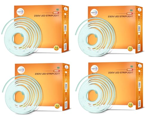 Image of wipro Garnet 5 Meters LED Strip Light| 120 LEDs /mtr | Cool Day White | IP65-Waterproof | Flexible Rope Light for Outdoor & Indoor Decoration |Strip for Balcony, False Ceiling|Pack of 4