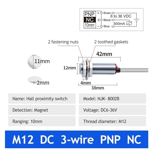 Sensor de proximidad de Efecto Hall de 24v con conmutación rápida M12 interruptor imán 3