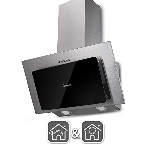 Afzuigkap 60 cm | Muur Afzuigkap met stahoogte | roestvrij staal | zwart glas | Drukknopbediening | BASE604ED - Image 3