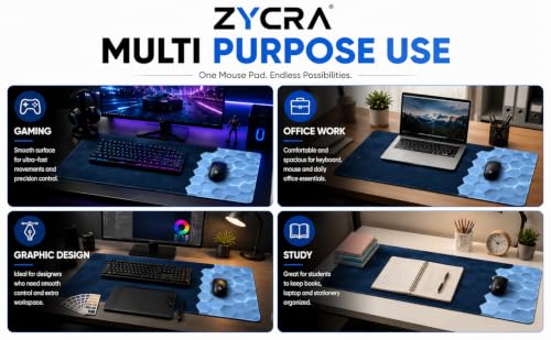 Image of ZYCRA Gaming Mouse Pad Large Extended Desk Mat | Waterproof Smooth Surface, Anti-Slip Rubber Base, Stitched Edges, Black Mouse Pad for Office, Work from Home & Gaming (3D Gaming Honey Cube)