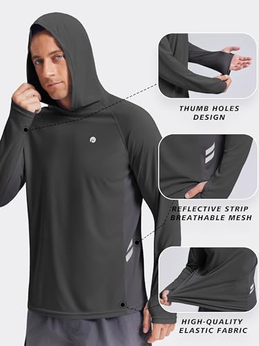 Image of PINSPARK Men's UPF 50+ Sun Shirts Long Sleeve Fishing Hoodie, UV Protection Rash Guard for Outdoor Hiking Running Swim Shirt