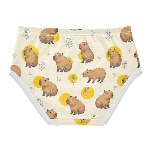 Joisal Toddler Underwear Floral 2t Cotton Panties for Girl Flower Underpants Briefs Cute Capybaras Poses Beige2