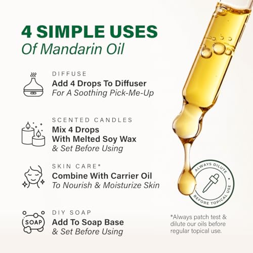 Image of 100% Pure Mandarin Oil - 4 Fl Oz Mandarin Essential Oil for Hair, Skin, Diffuser, Aromatherapy & DIY Soap Making Scent