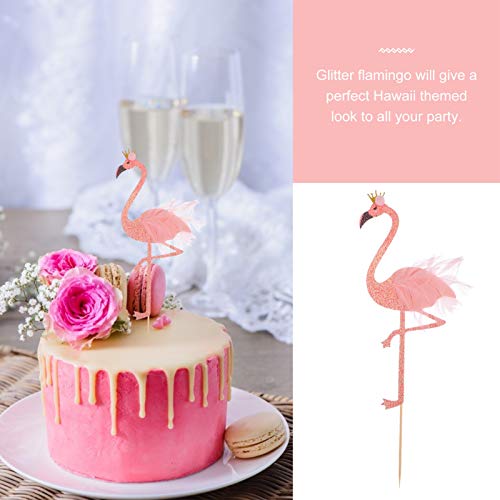NUOBESTY 8Pcs Decoração de Coco Do Bolo de Aniversário Dos Desenhos Animados Glitter Flamingo Forma