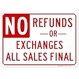 No Refunds Or Exchanges All Sales Final Sign, Federal 10